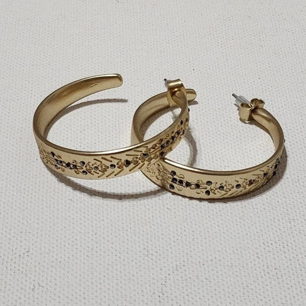 Lucky brand jeweled scrolled hoop earrings new!!!‎